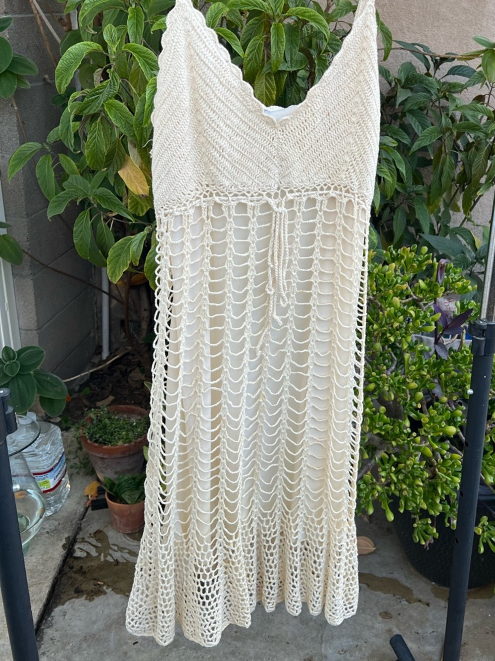BCBGMaxAzria Cream Crochet Midi Dress